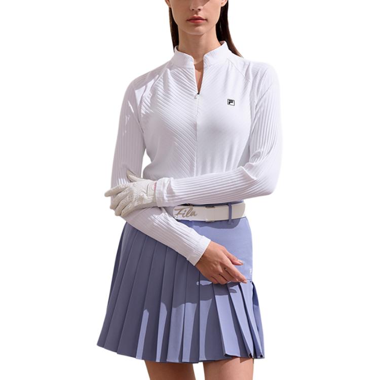 

FILA Comfortable Long Sleeve Knitted T-Shirt Women tops Jade-White A11W315248FWT L