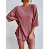 Casual Solid-color Spring Round-neck Loose-fitting Women's Short Pants Set