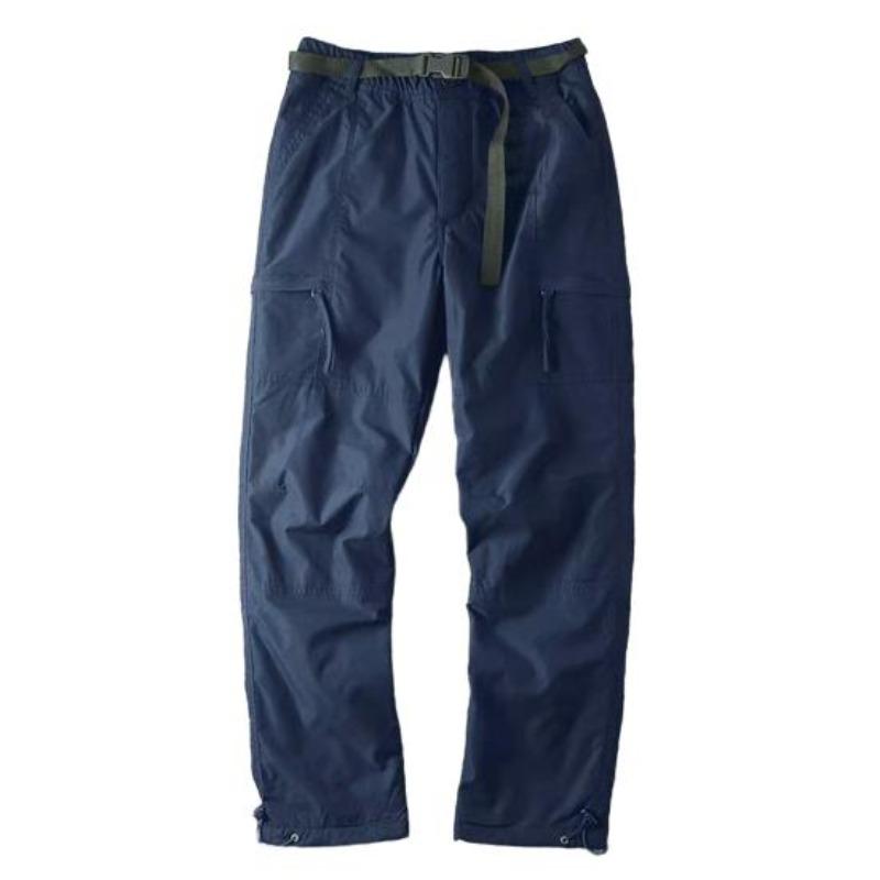 Yousheng Men Thick Cargo Pants Fleece Lined Casual Trousers Multi Pocket Straight Leg Autumn Winter Pants for Daily Outings Street Wear
