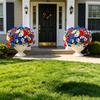 4th of July Artificial Pansy Flowers for Outdoor, UV Resistant Faux Silk Patriotic Flowers, Red Blue White Fake Flowers for Planter