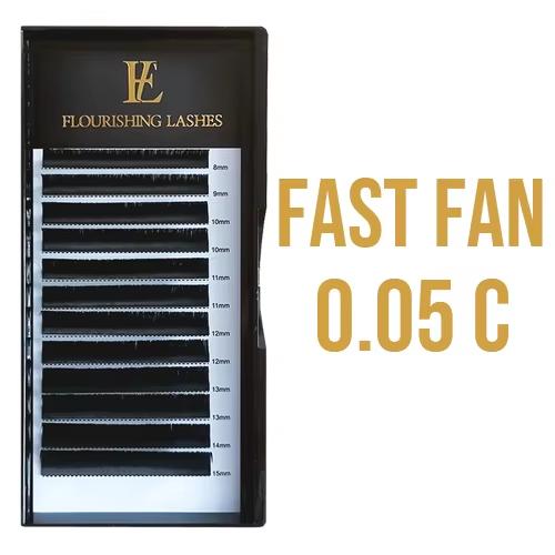 Flourishing Lashes Mega Volume Natural Long Korean PBT Fibers Handmade Matte Black Super Soft Easy Fan Eyelash Extensions Rapid