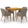 5 Pcs Garden Dining Set Brown