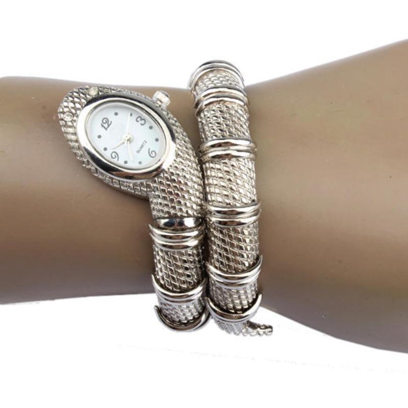 Reloj de cuarzo para mujer, relojes de serpiente, pulsera de acero inoxidable, reloj de pulsera, regalos de joyería