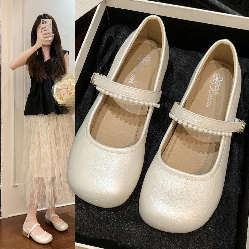 Evening Breeze Gentle Flat-soled Single Shoes Women's New Autumn Mary Jane Shoes with Skirts Soft-soled Beanie Shoes Women