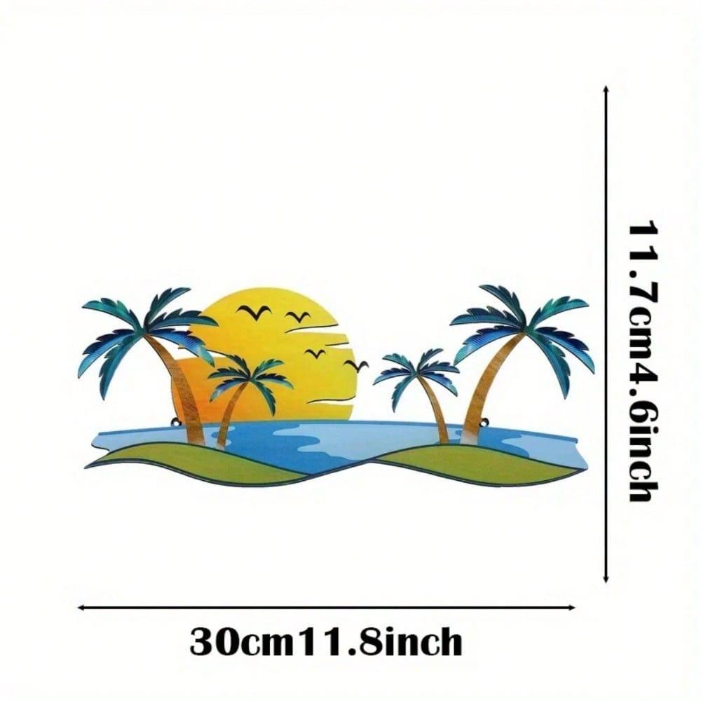 

Tropical Palm Tree Metal Wall Art Beach House Decor Modern Coastal Sculpture for Bathroom Living Room TY3607-01