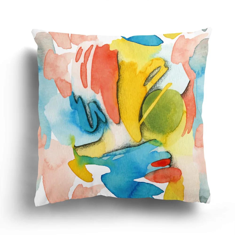 

Геометрически Простой и Неправильный Печатный Узор Полиэстеровая Наволочка для Подушки для Дома, Гостиной, Дивана, Декоративная Наволочка 66x66cm