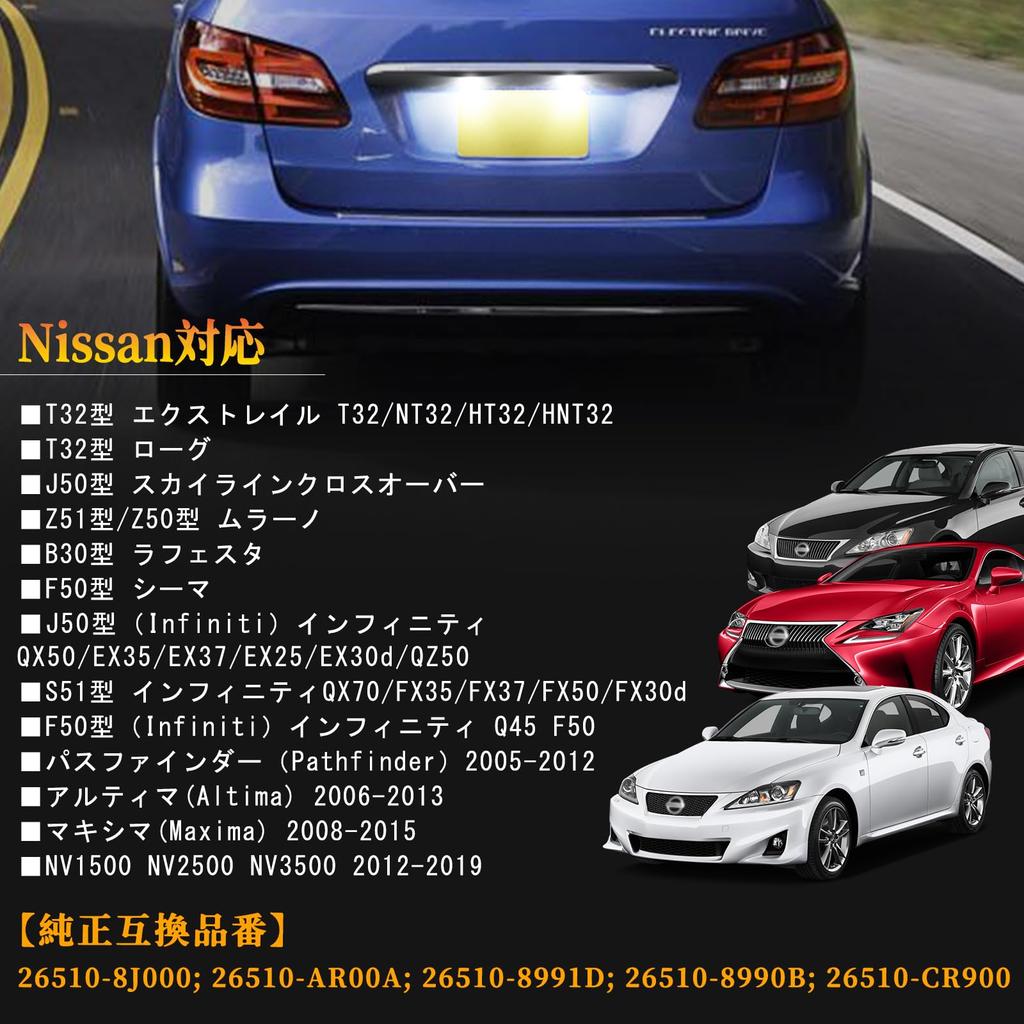 POPMOTORZ LED License Plate Light X-Trail T32 License Lamp Rogue T32 Skyline Crossover J50