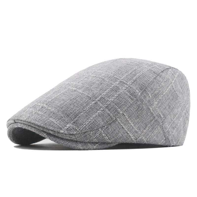 2020 cotton linen beret for men, vintage duckbill cap, artsy young adult forward cap, middle-aged and elderly hat