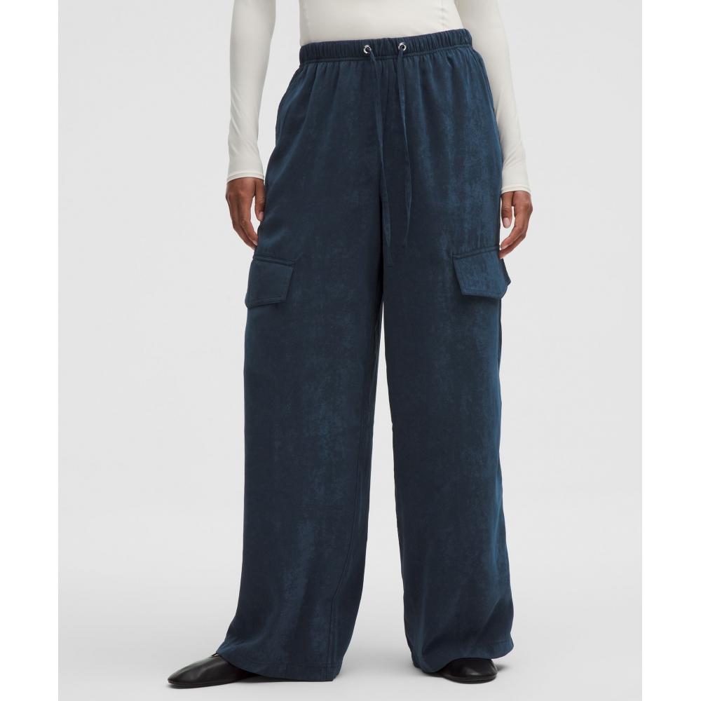 Lululemon Matte Satin Relaxed Fit Mid Rise Cargo Pant True Navy