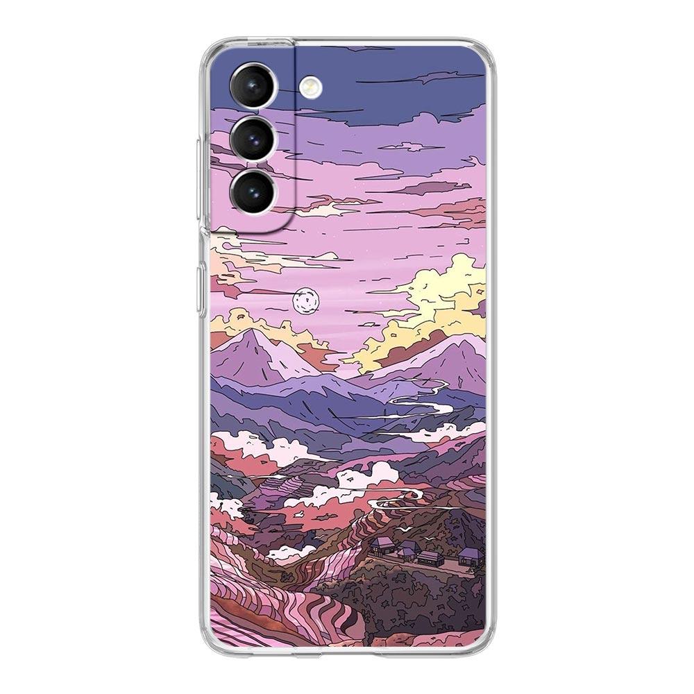 INS Japan Sunset Scenery Clear Phone Case For Samsung Galaxy S23 S22 5G S20 Ultra S21 FE 5G S10E S9 S8 S10 Plus Soft Back Cover