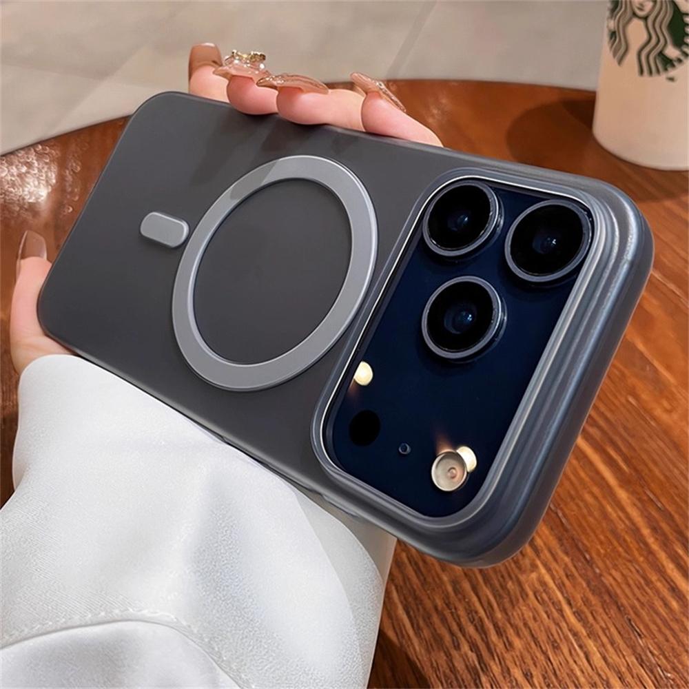 Luxury For Magsafe Wireless Charge Matte Phone Case For iPhone 17 Air 16 15 Pro Max Plus Magnetic Soft Bumper Transparent Cover