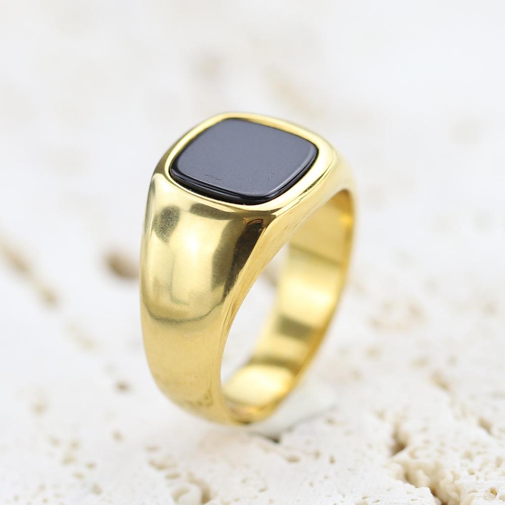 Vintage Geometric Square 12MM Diamond Set Stainless Steel Ring Ring with All Fashion Couples Jewelry Gift
