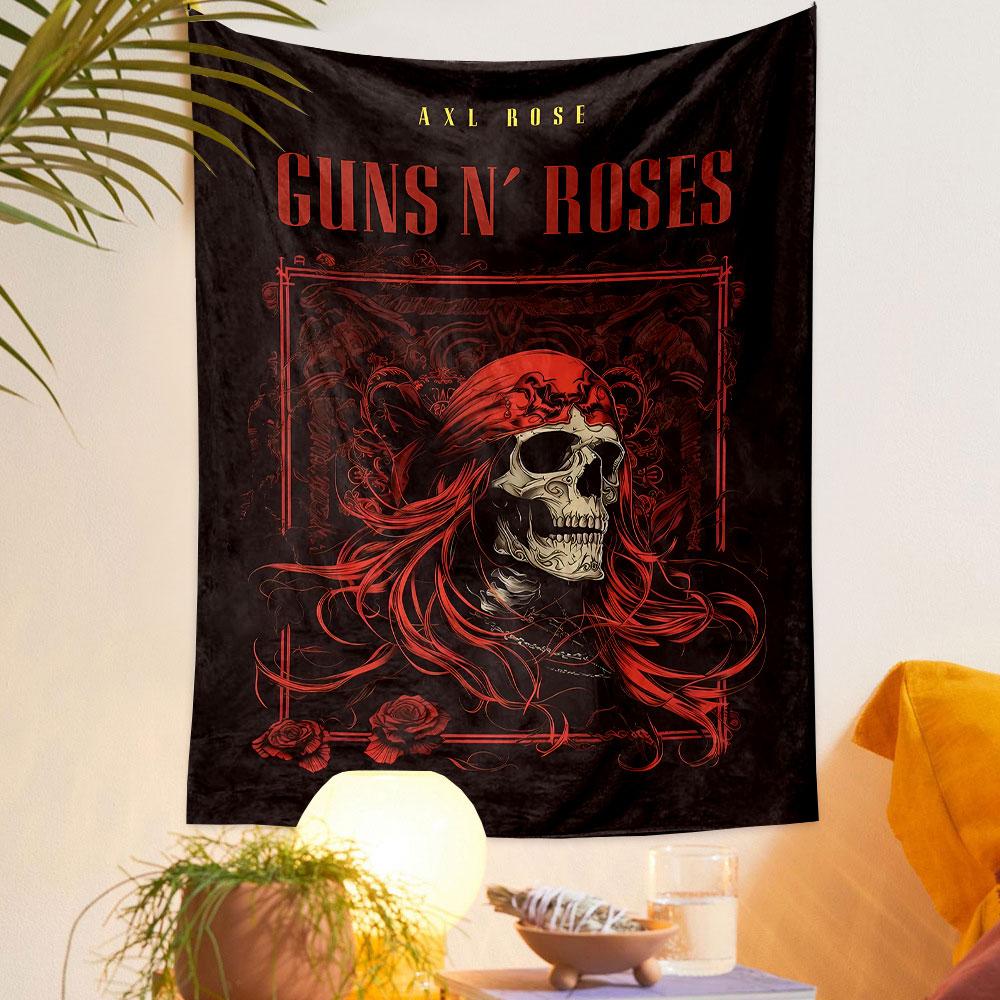 Guns N' Roses Axl Rose Tapestry Wall Hanging, Classic Rock Band Art, Retro Music Wall Decor for Bedroom Man Cave