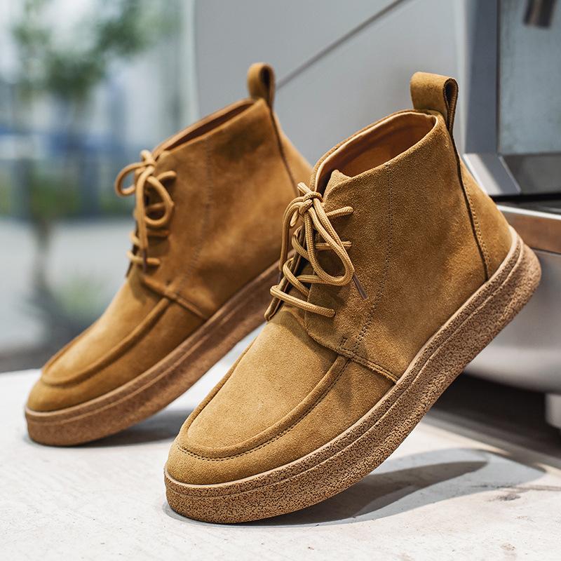 

2795 solid color Martin shoes men s autumn new trend versatile suede leather medium help light luxury leisure sand 38 жёлтый