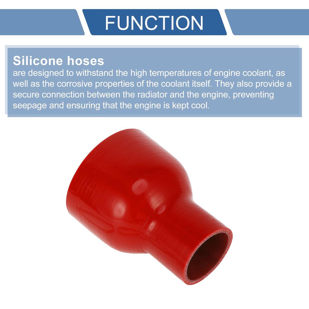 X AUTOHAUX 1 Pcs Inner Diameter 51-89mm/2.01"-3.50" Length 127mm/5.00" 0 Degree Red Silicone Hose