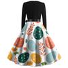 Women's Fashion Round Neck Casual Slim-fit Easter Printed Large Swing Long Sleeve Dress