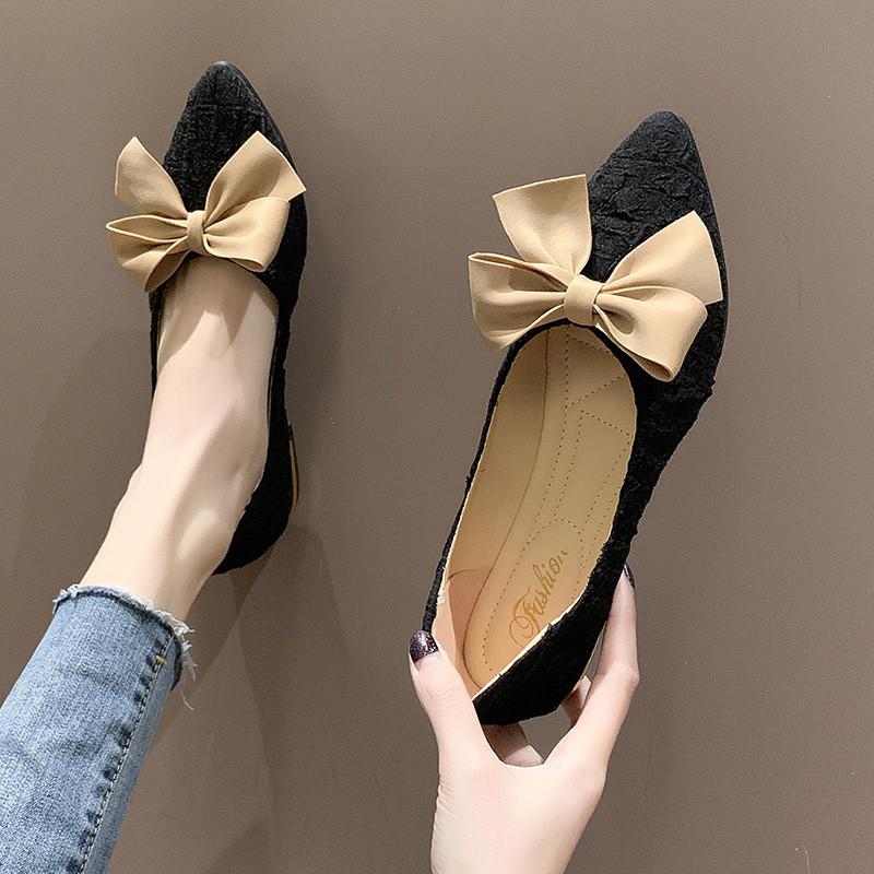 Womens Slipon Loafers With Butterfly Knot Pu Upper For Casual Daily Wear