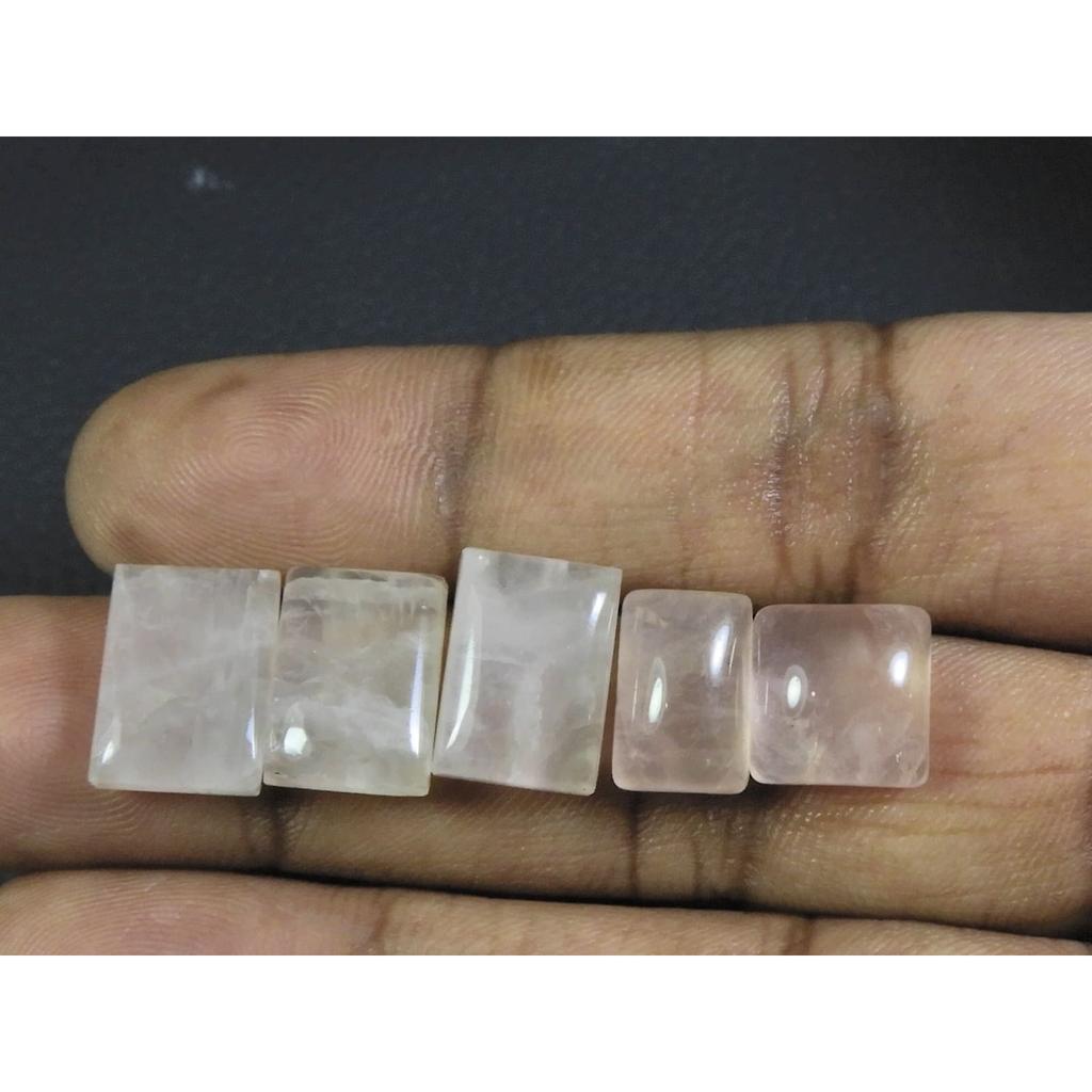 12-14MM Natural Rose Quartz Octagon Cabochon Loose Gemstone 5Pcs Lot 34Cts. A-347