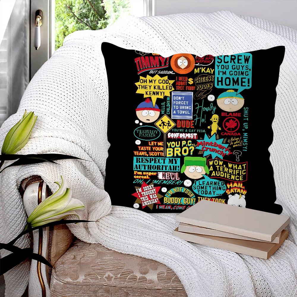 Funny S-South-P-Park Anime Pillow Case Square Pillow Bedroom Sofa Leisure Comfort Cushion Car Living Room Home Decoration