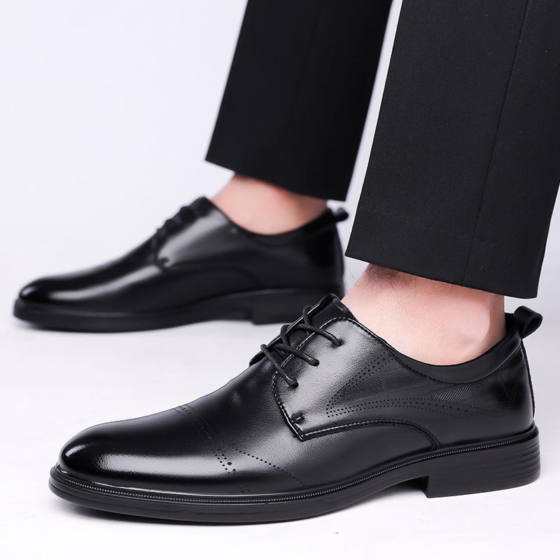 New Designer Groom Wedding Business Suit Dress Shoes for Men Spring Autumn Black Fashion Casual Lace-up Cow Leather Shoes Man
