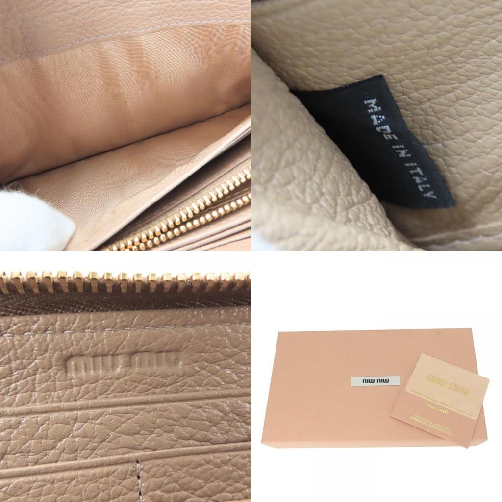 Used MIUMIU Purse Zip Around 5M0506 leather CAMMEO pink beige Dark marks color