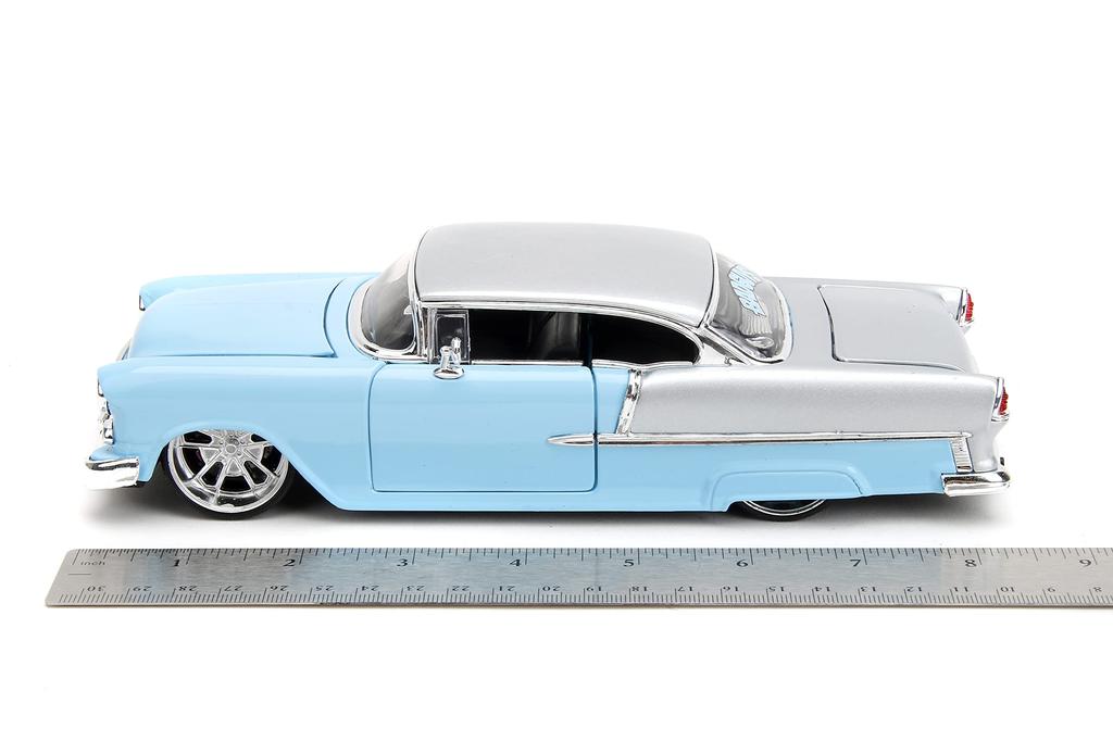 Big Time Muscle 1:24 1955 Chevrolet Bel Air Diecast Car - Kids and Adults Toy (Light Blue)