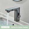 Touchless Sensor Basin Faucet Smart Digital Display Bathroom Sink Faucets Grey Brass Sense Hot Cold Water Mixer Tap Crane