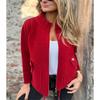 Women S Casual Wool Blend Lapel Tie Fake Pocket Blazer Coat