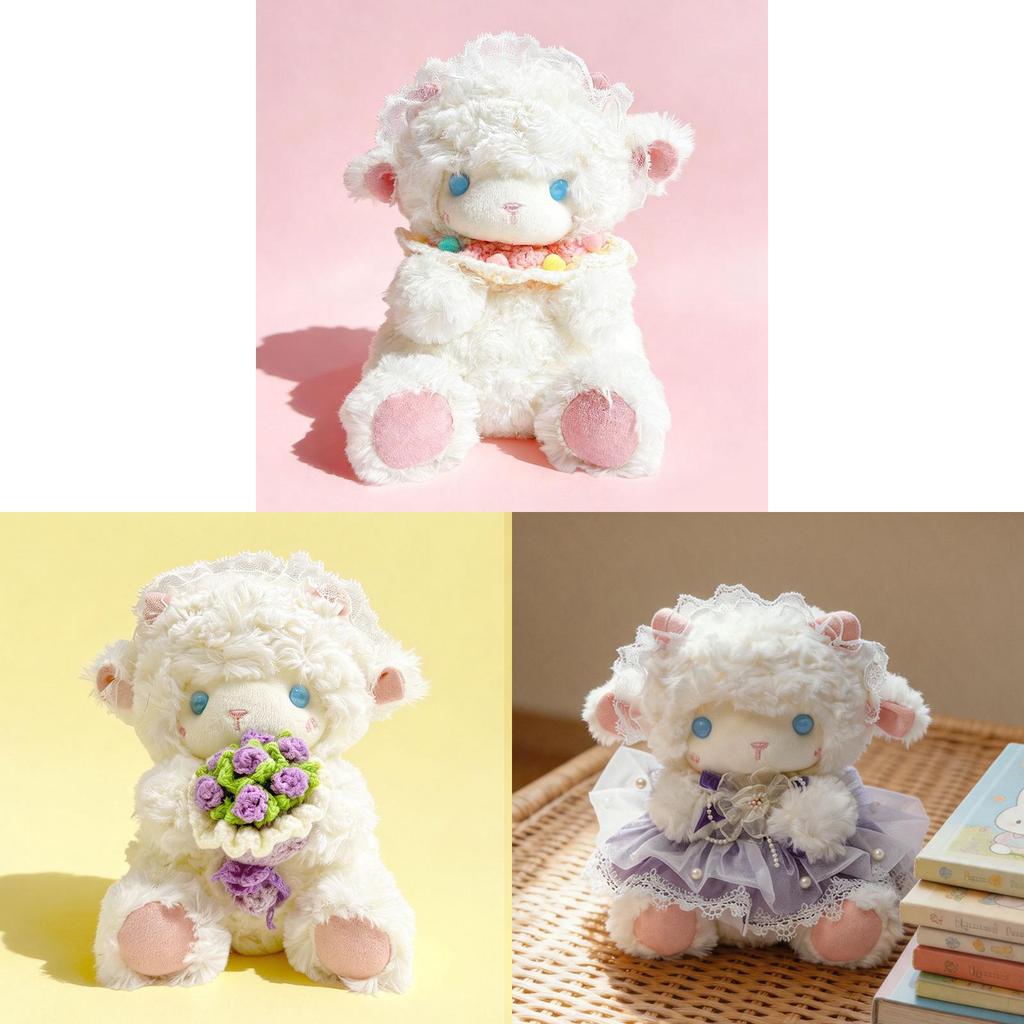 Sheep Plush Toy With Flower Pattern For Kids Gift Soft Cotton Stuffed Animal For Children