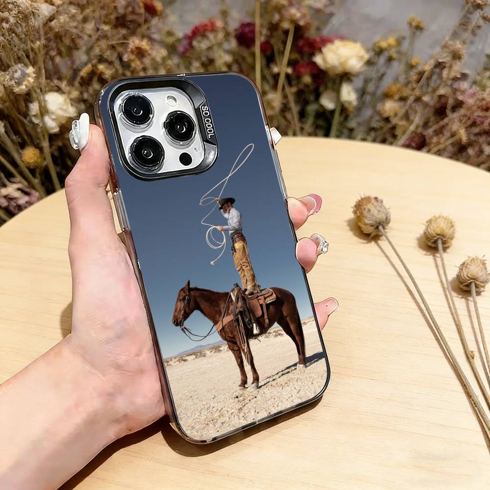Western cowboy Phone Case For iPhone 17,16,15,14,13,12,11 Plus,Pro Max,XS,Colorful Silver Phone case Funda Cover