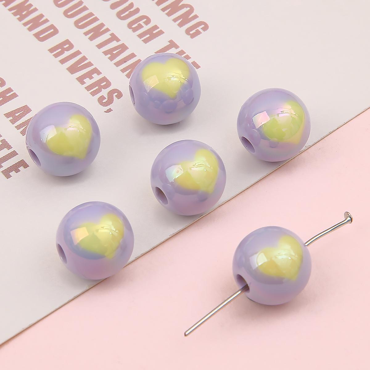 

4 шт. 14/16 мм акриловые бусины кремового цвета, гладкие бусины с сердцем любви для изготовления ювелирных изделий, очаровательное украшение «сделай сам» about 16mm 4pcs фиолетовый