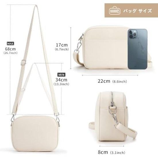 KALIDI Shoulder Bag Womens Small Mini Crossbody Multi-layer Waterproof Lightweight Large Capacity Leather Two Straps Included