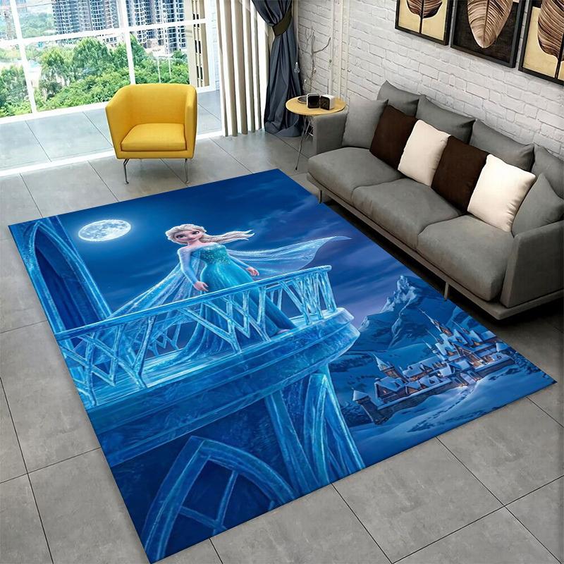 Cartoon Frozen Elsa Princess Girl Carpet Rug for Playroom Bedroom Living Room Sofa Home Decor,kid Area Rug Non-slip Floor Mat