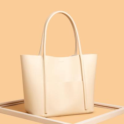 Leather Women'S Bag Tote Bag Summer Hand-Held Large Bag Cowhide Commuter Shoulder Bag Women'S Large Capacity