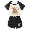 Kids' Summer Color Block Two-Piece Set: Casual T-shirt & Shorts