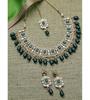 Glitzy Gold Plated Rani Pink Ad Stones & Beads Studded Choker Necklace Set For Women