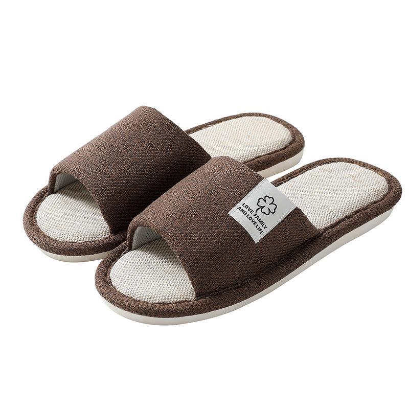 Four Seasons Non-Slip Linen Slippers for Men and Women—Couple's Flat Bottom Solid Color Summer Indoor Footwear