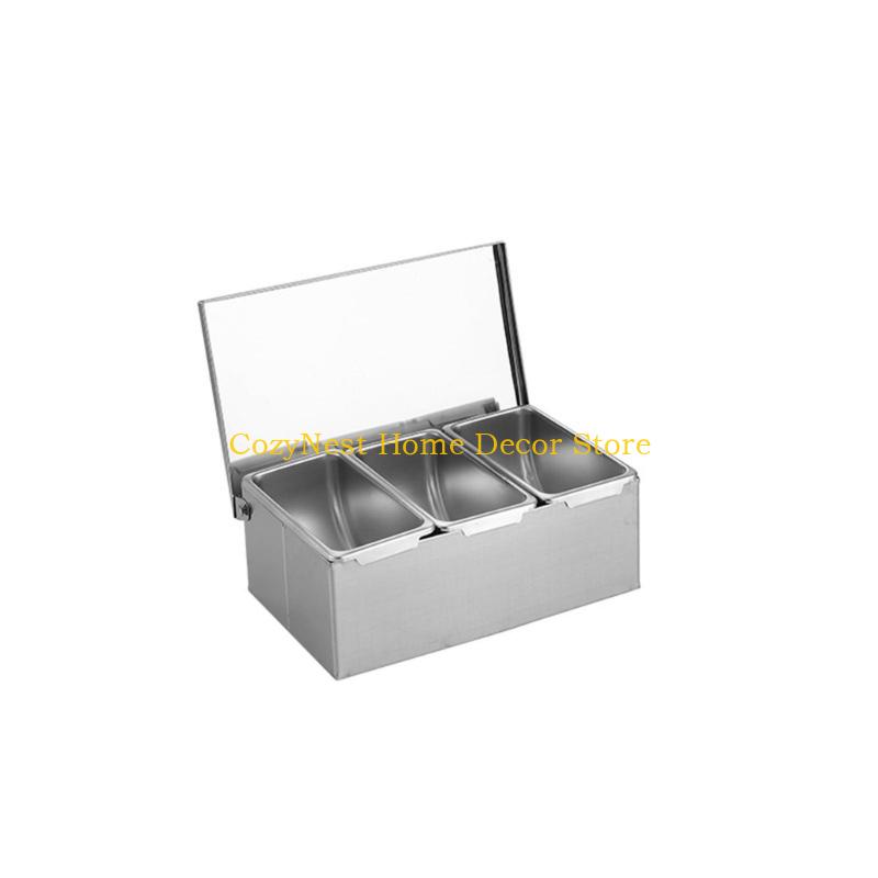 92MF Practical Nonrust Steel Spice Storage Box Multi Section Kitchen Essential For Organized Cooking And Meal Preps