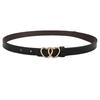 New Double Heart Buckle Thin Waist Belt Korean Version Simple Ladies Denim Belt Suit Long Shirt Decoration Belt Female In Stock
