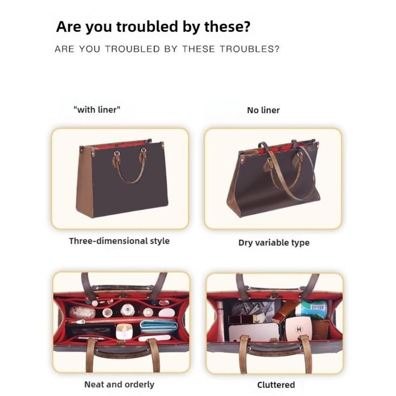 Large Capacity Tote Bag Organizer Makeup Storage Felt Insert Bag Organizer Custom Size Insert Bags for Toiletries Accessories