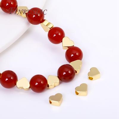 18K Gold Plated Heart Beads,Metal Heart Spacer Beads Bracelet Beads For DIY Jewelry Making Accessories,6x5MM,Hole Size 2.5MM