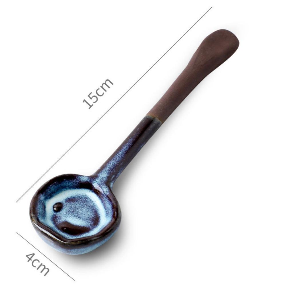 New Vintage Ceramic Spoon Handmade Long-Handle Coffee Scoop Coffee Whisk Afternoon Tea