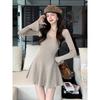 Season's New Pure Desire Style Spice Girl with Coat, Slim and Thin Long-sleeved Dress, Lazy Style Short Skirt