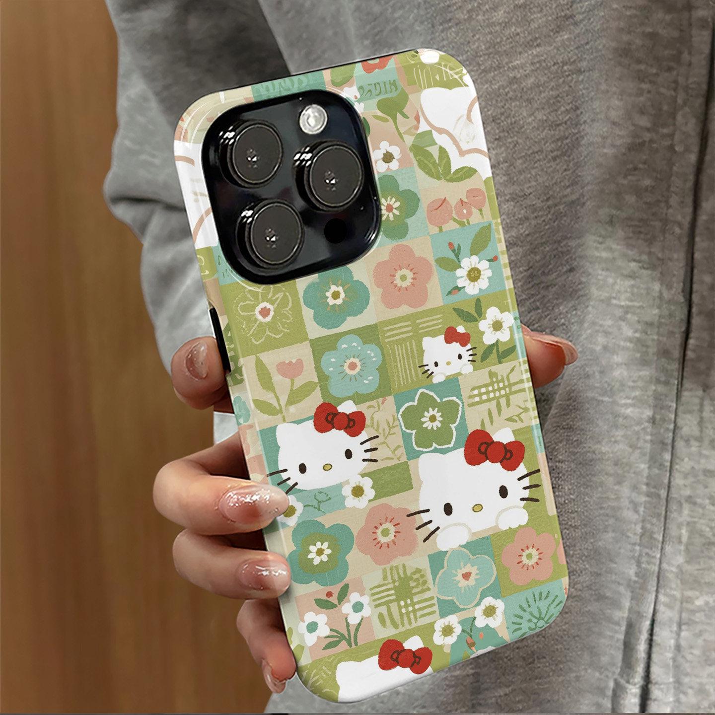 

Green Plaid Cat iPhone 16 Pro Max Lens Cover - Cute Cartoon Design for 15/14/13 Models iPhone 13 Pro