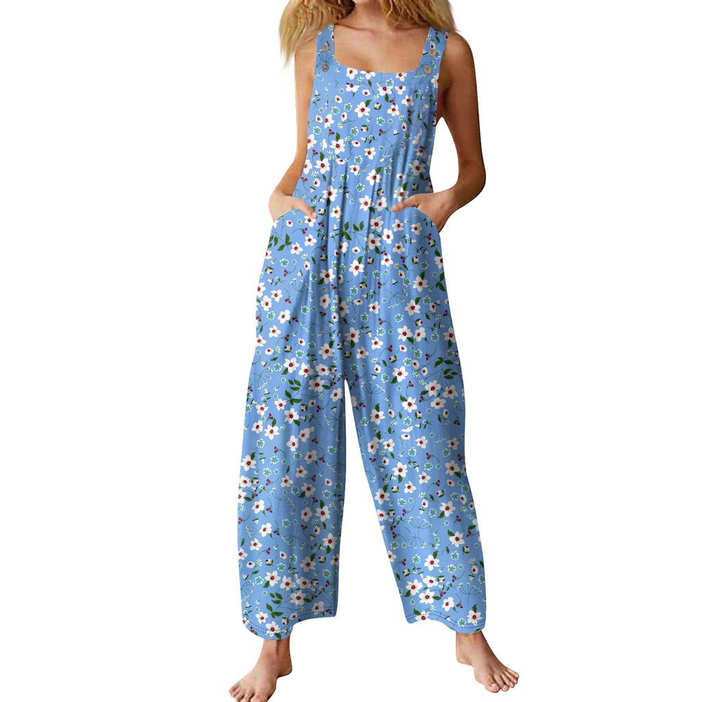 Women's Casual Jumpsuit Sleeveless Popular Floral Print Jumpsuit