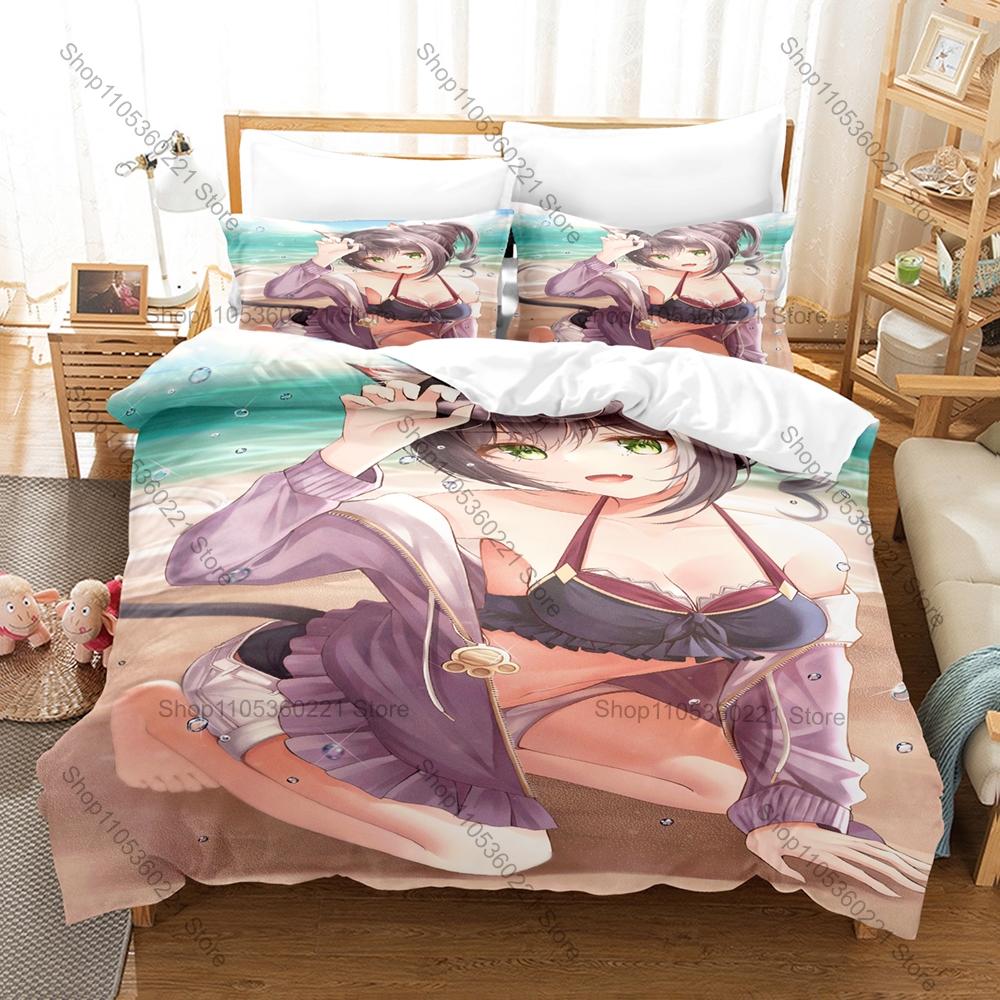 Cool Kyaru Princess Connect Re:Dive Bedding Set Duvet Cover + 2 Pillowcases Cat Ears Thief Cute Anime Girl Bedroom Decor