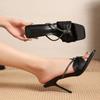 Fashion Elegant Bow Crystal Narrow Band Design Slippers Women Leopard Print Square Toe Brand Slide Sandals Fashion Banquet Dress Shoes