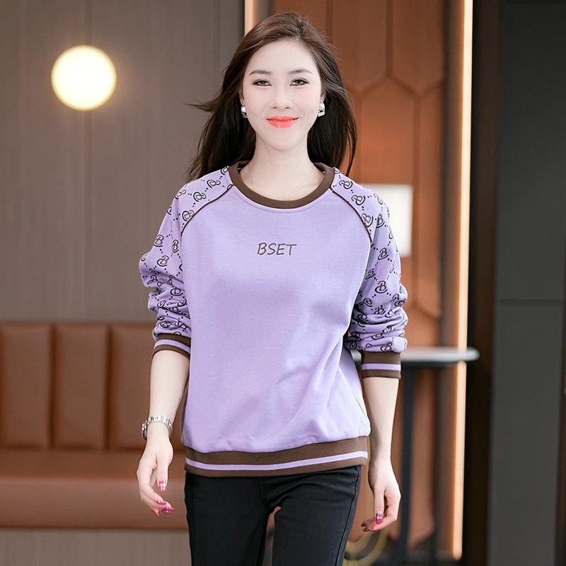 Women's Spring-Autumn Round Neck Hoodie: 2025 New Loose Fit, Age-Reducing Style for Middle-Aged Women