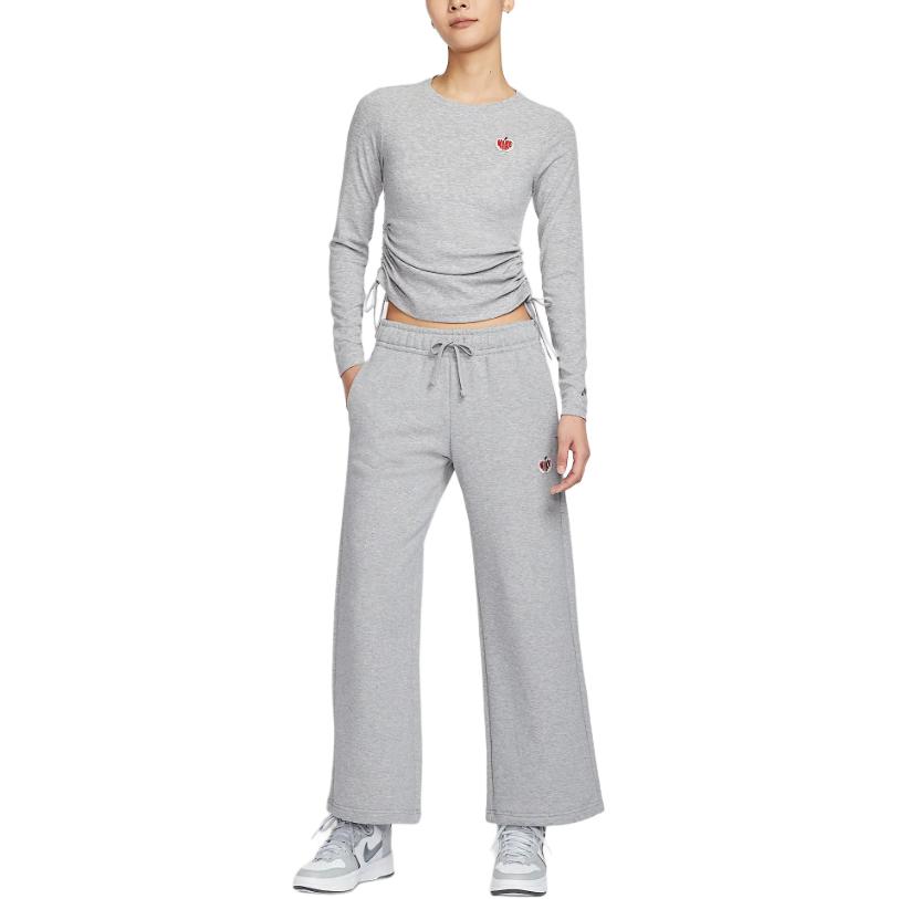 Nike Sportswear Ribbed Pullover Fashion Short Sleeve T-Shirt Women Tops Dark-Gray Mixed-Color HV8728063