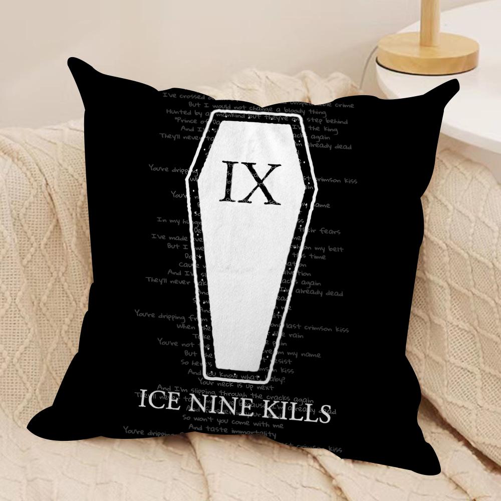 lce-Nine K-Kills Band Cushion Cover Silky Short Plush Sofa Pillow Cover Hidden Zipper Soft Dustproof Case for Home Decor